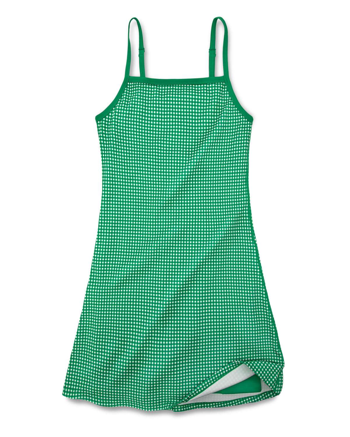 Green checkered dress on a white background
