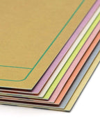 Stack of colorful paper sheets with a white background