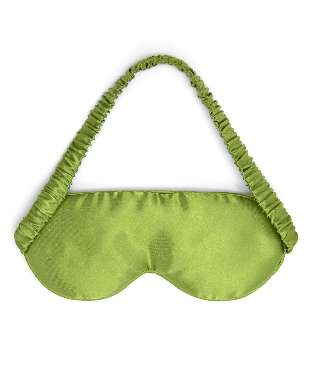 Back of green sleep mask on a white background
