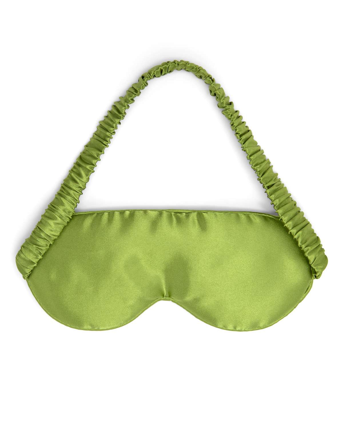 Back of green sleep mask on a white background