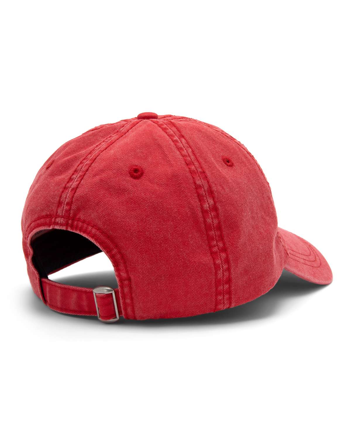 Back of red baseball cap on a white background