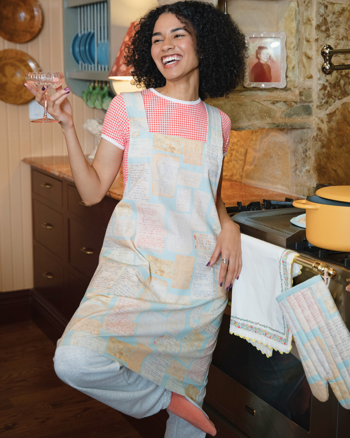Edith Vintage Recipe Cross Back Apron