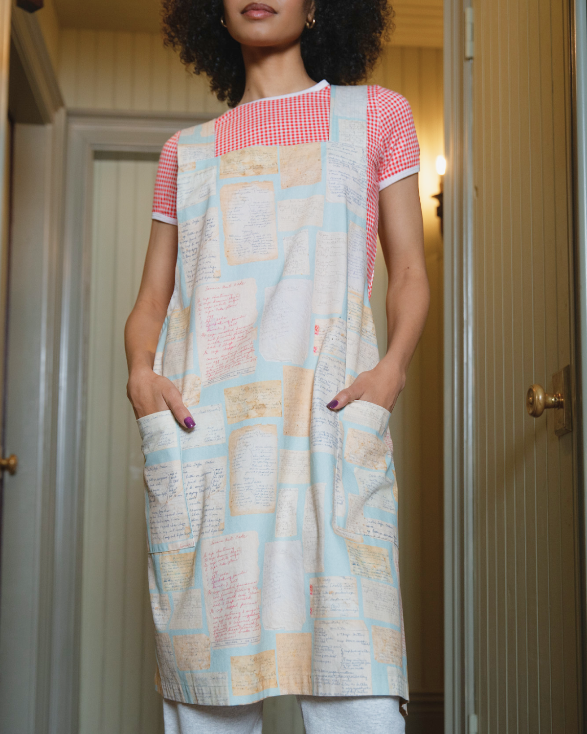 Edith Vintage Recipe Cross Back Apron