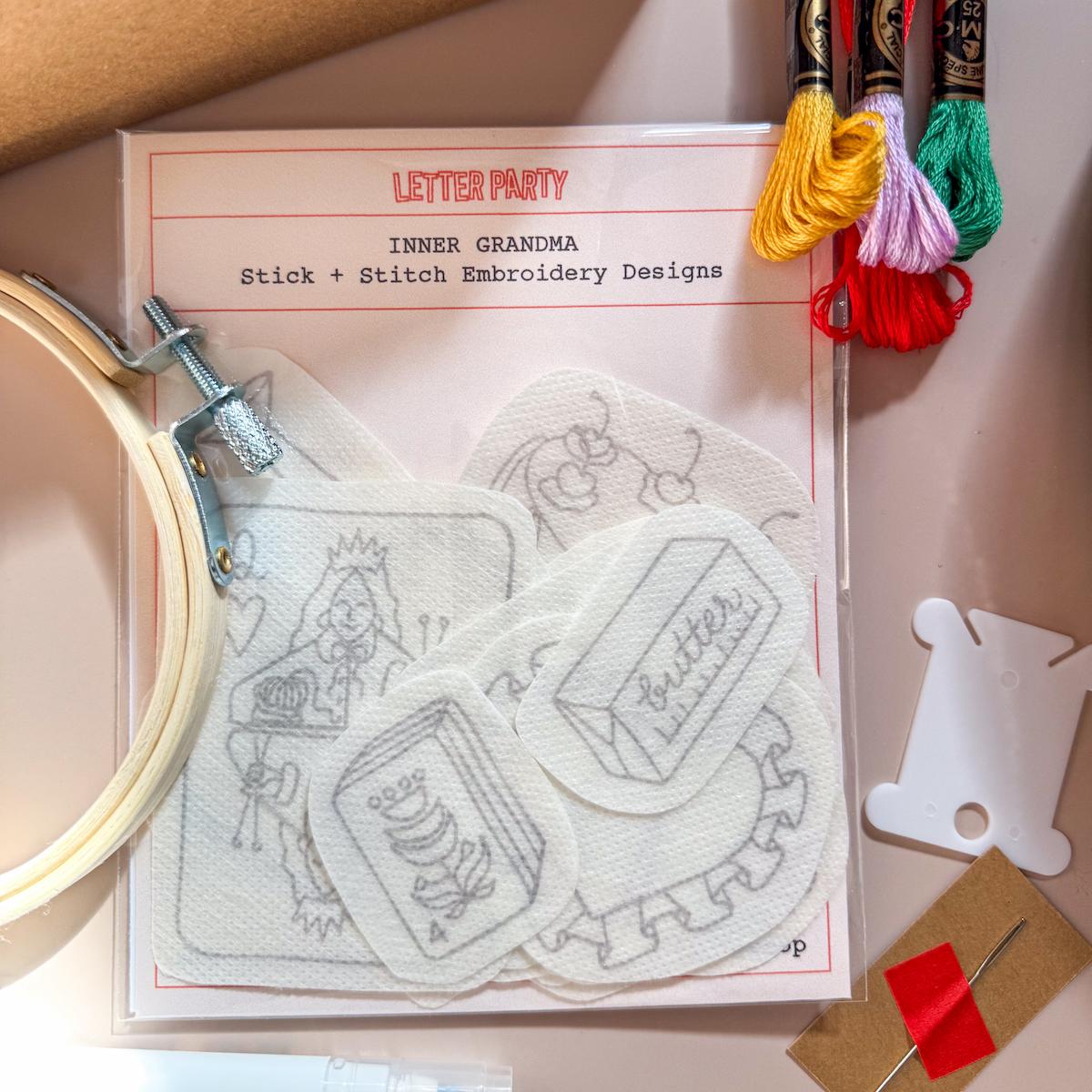 Letter Party Stick and Stitch Embroidery Kit