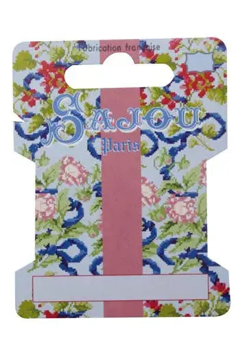 Thread storage card with a floral design and 'Sajou Paris' branding on a white background