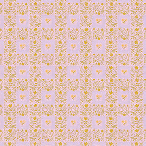 Squares Gold on Pink Quilting Cotton Fabric