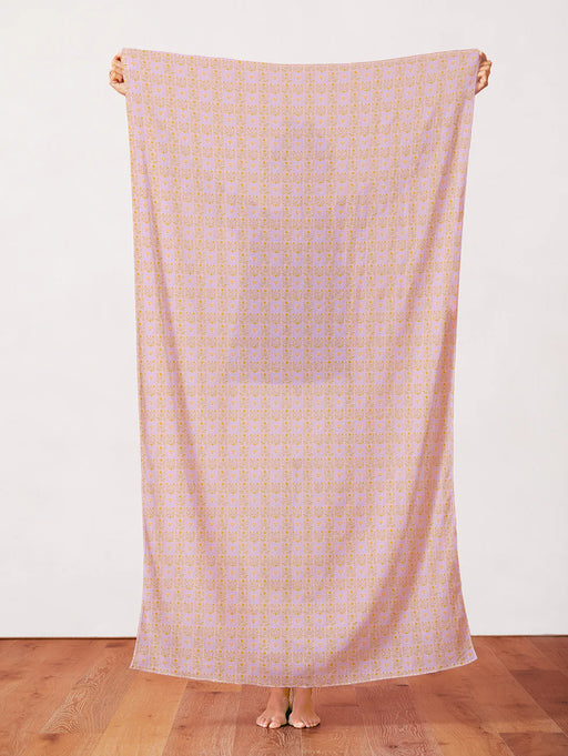 Squares Gold on Pink Quilting Cotton Fabric