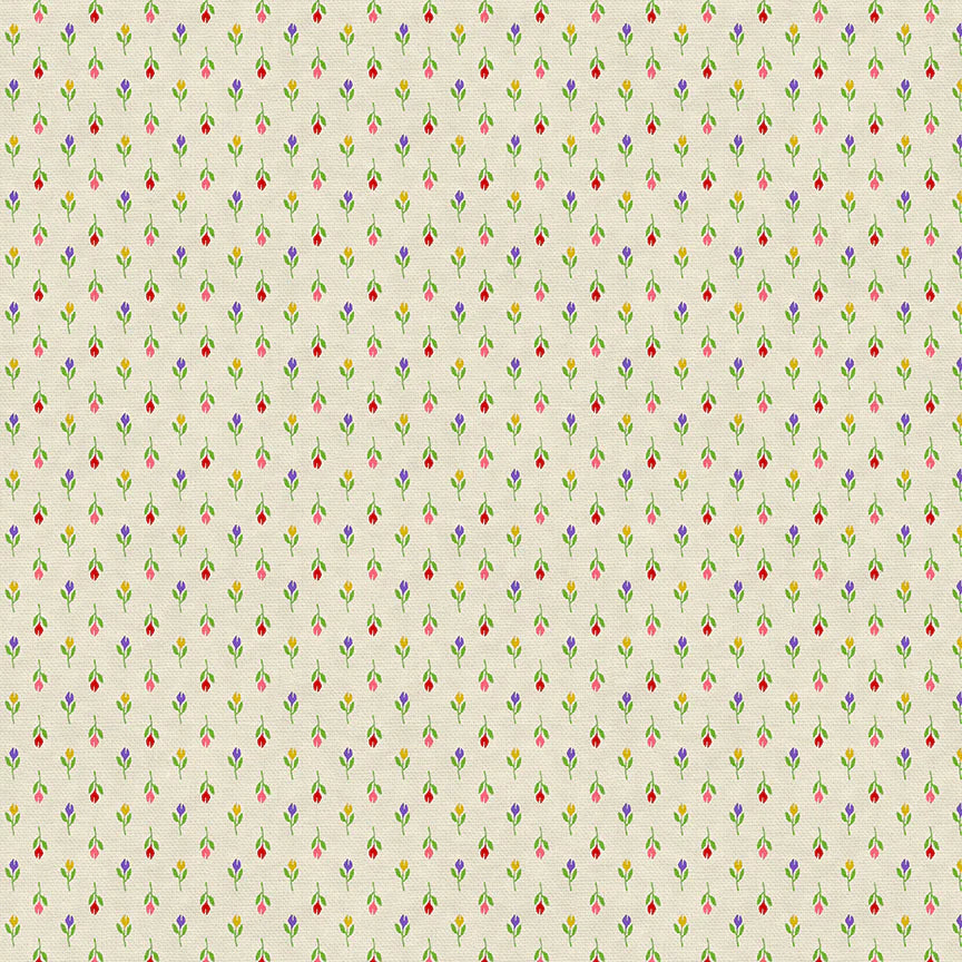 Stitched Tulips Quilting Cotton Fabric
