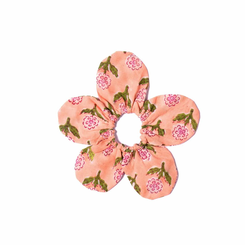 Floral patterned scrunchie on a white background