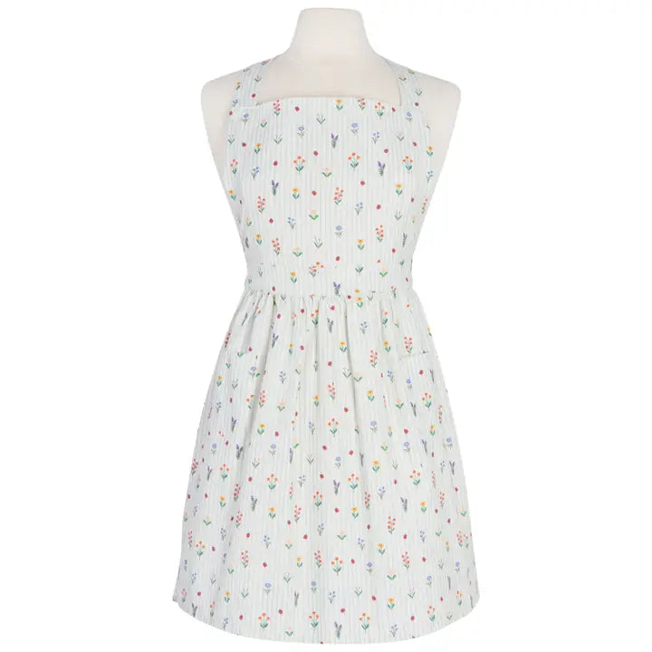 Floral apron on a white backdrop
