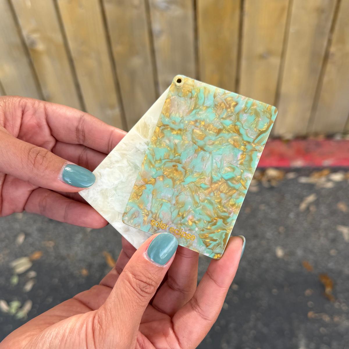 Solar Eclipse Flower Mahjong Compact Mirror