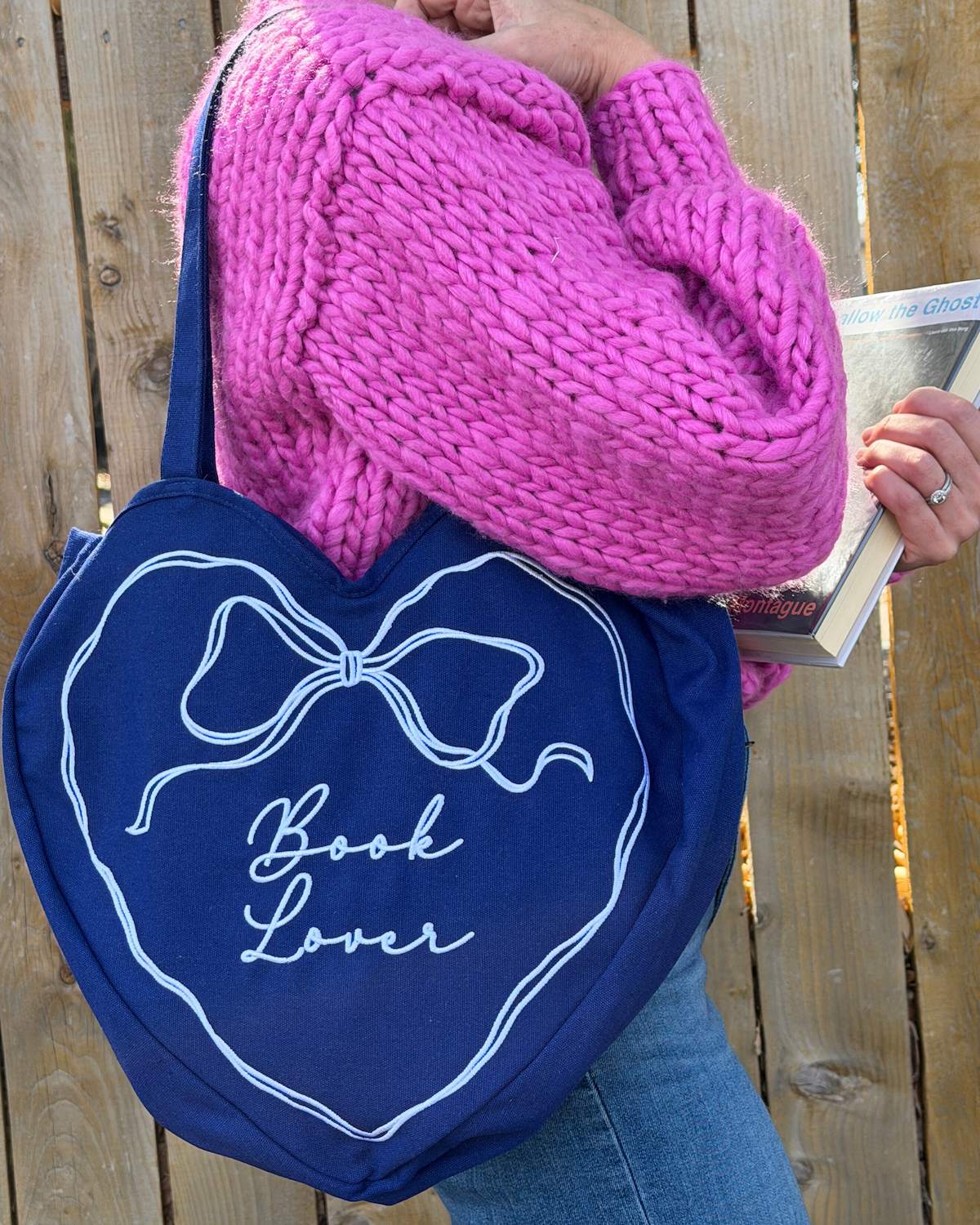 Bookish Atelier Book Lover Heart Embroidered Tote Bag