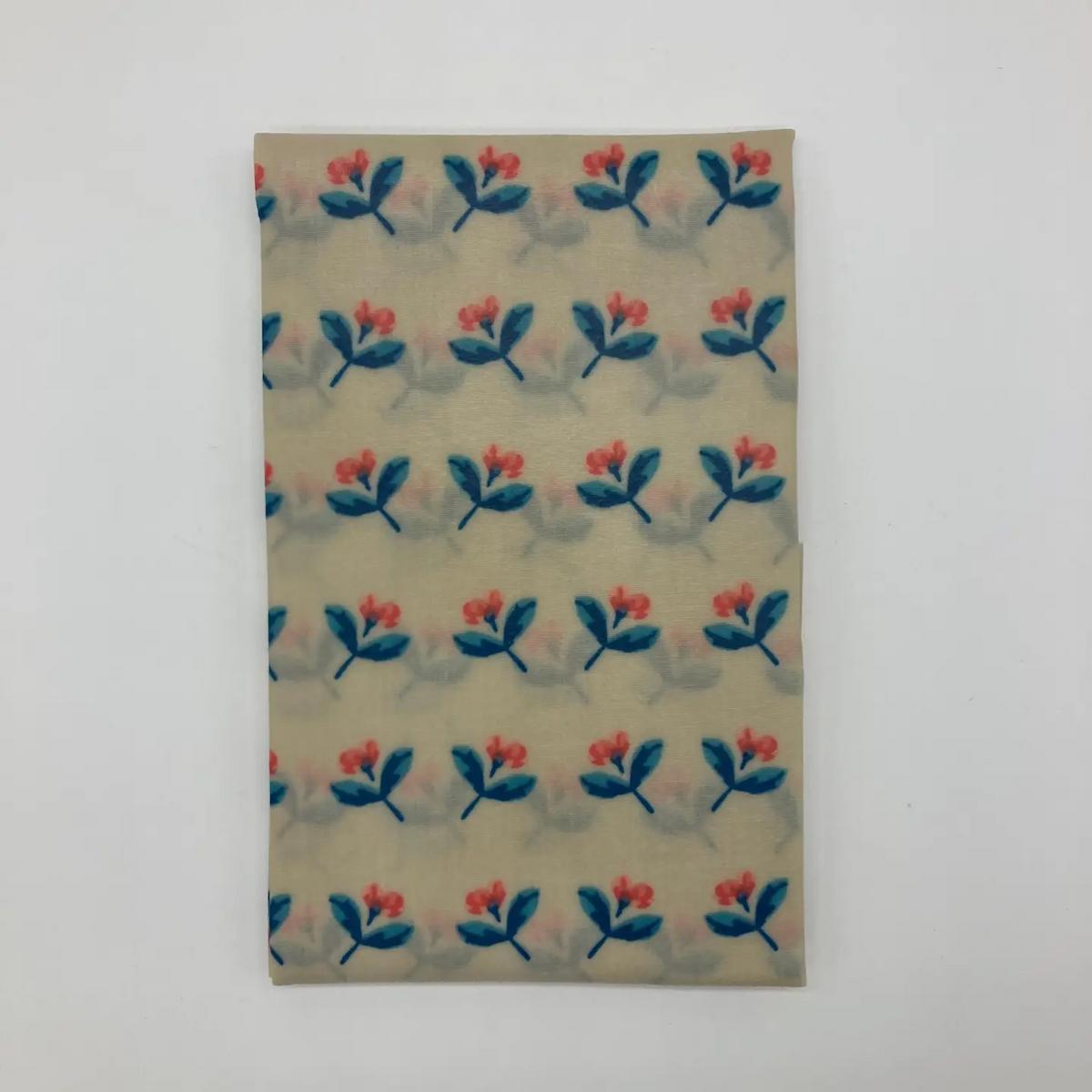 Fabric with floral pattern on a plain background