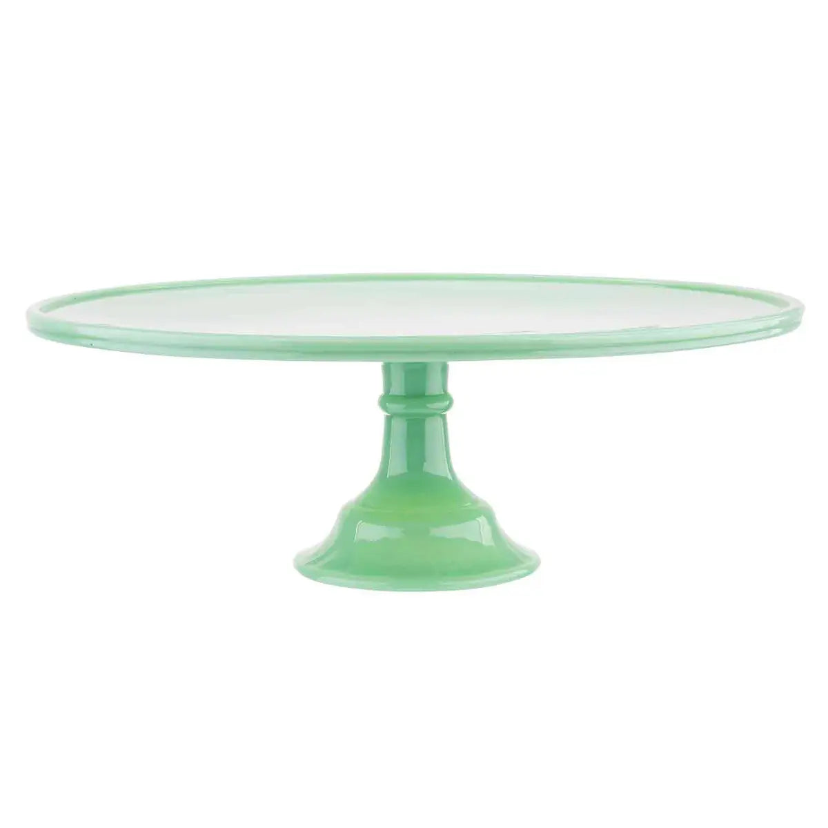 Green cake stand on a white background