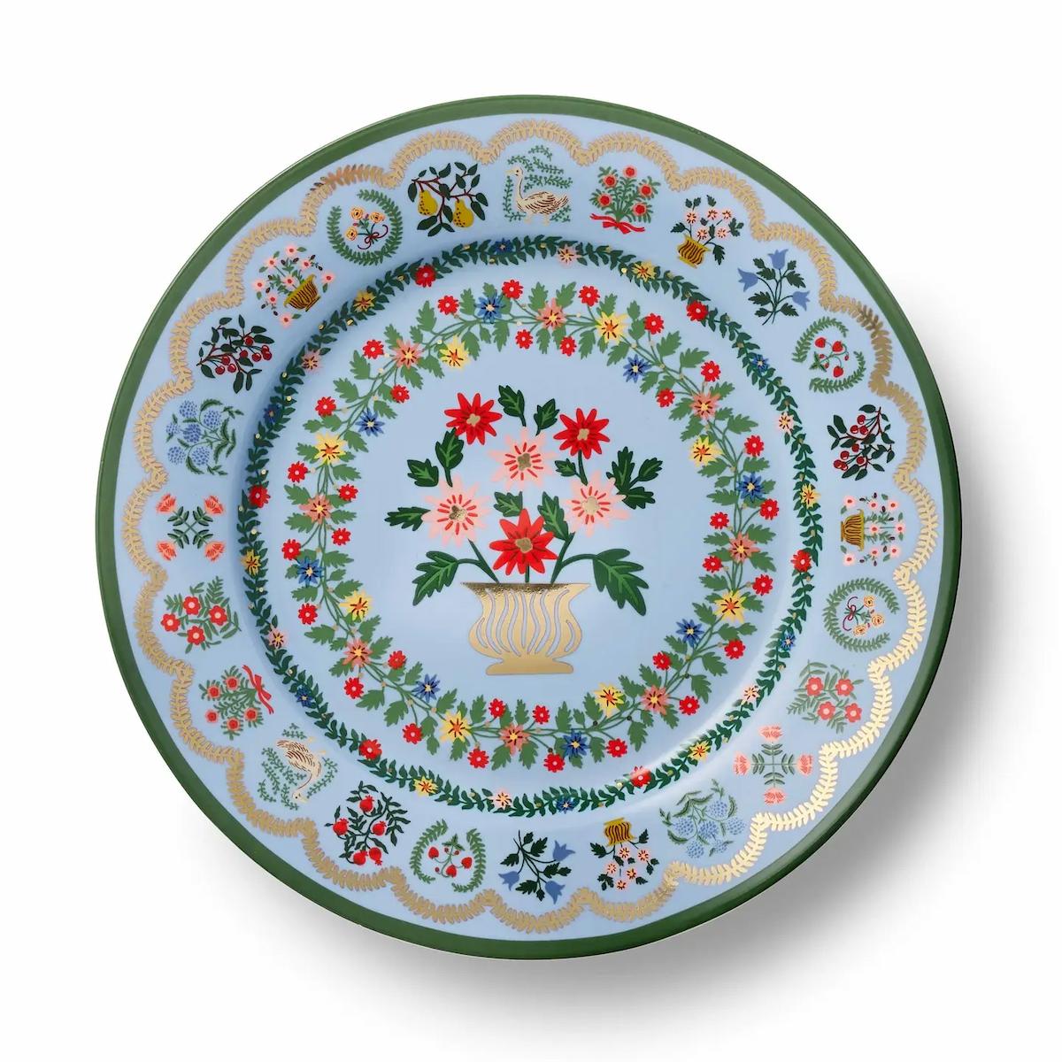Decorative plate with floral patterns on a white background