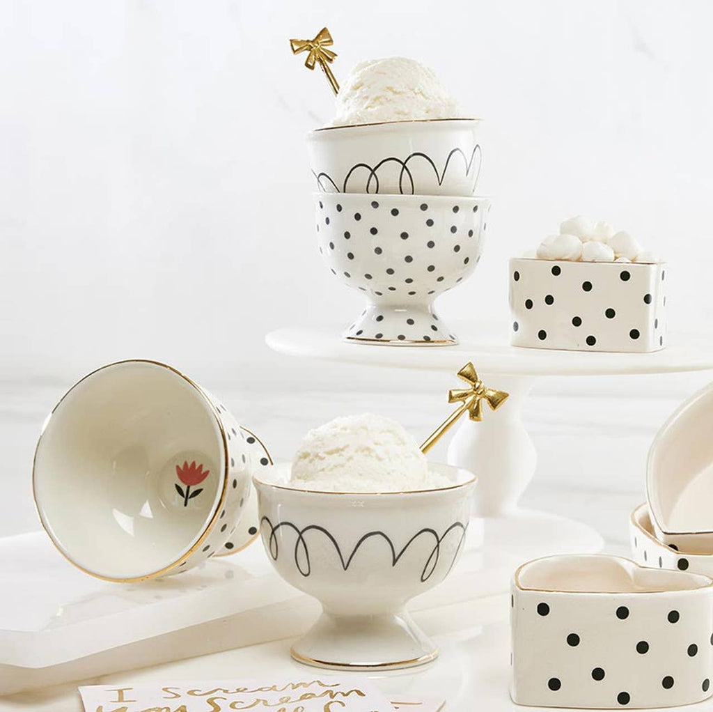 Ceramic Ice Cream Bowl - Polka Dots