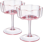 Flower Wave Coupe Cocktail Glasses | Set of 2 | Blush Pink