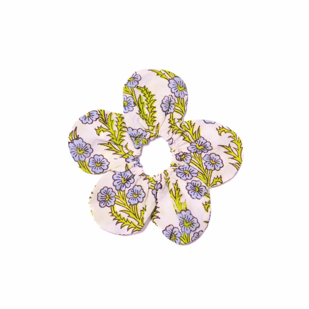 Floral patterned scrunchie on a white background