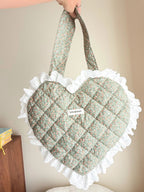 Rather Be Reading Green Quilted Heart Tote Bag