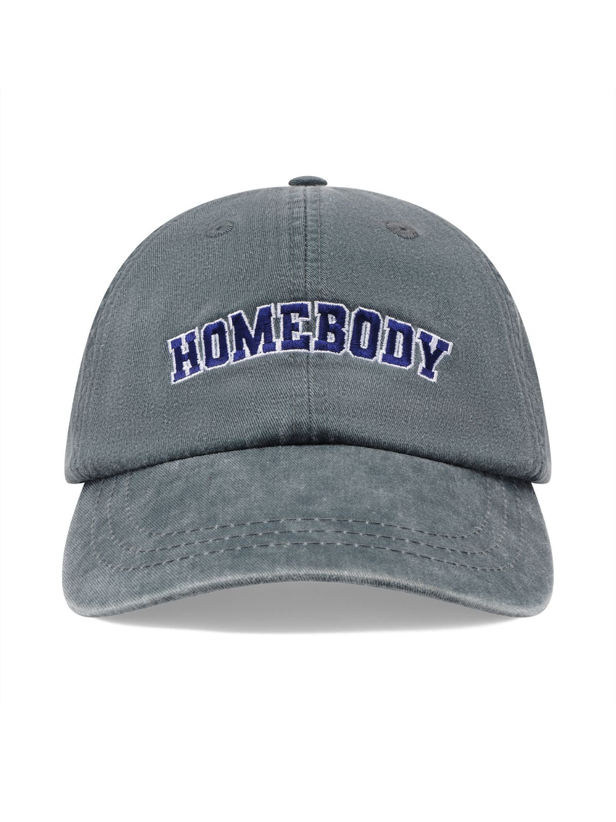 Gray cap with 'HOMEBODY' text on a white background