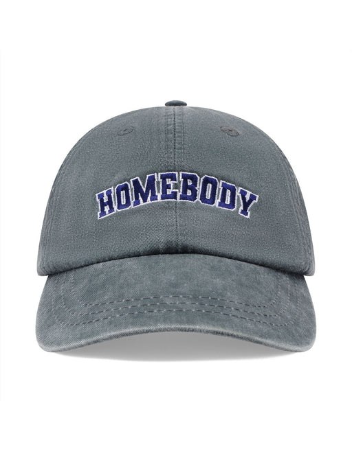 Gray cap with 'HOMEBODY' text on a white background