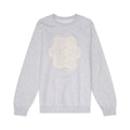 Gray sweatshirt on a white background with doily puff design on front