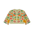 Sweater with vegetable pattern on a white background
