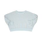 Light blue gingham  crop top on a white background