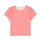 Red and white gingham t-shirt on a white background