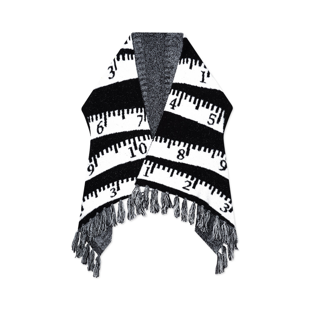 Shawl with tape measure pattern on a white background
