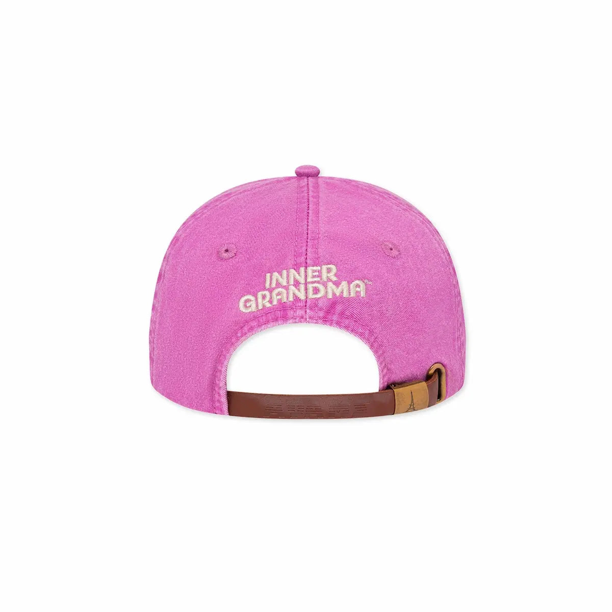 Pink cap with 'INNER GRANDMA' text on a white background
