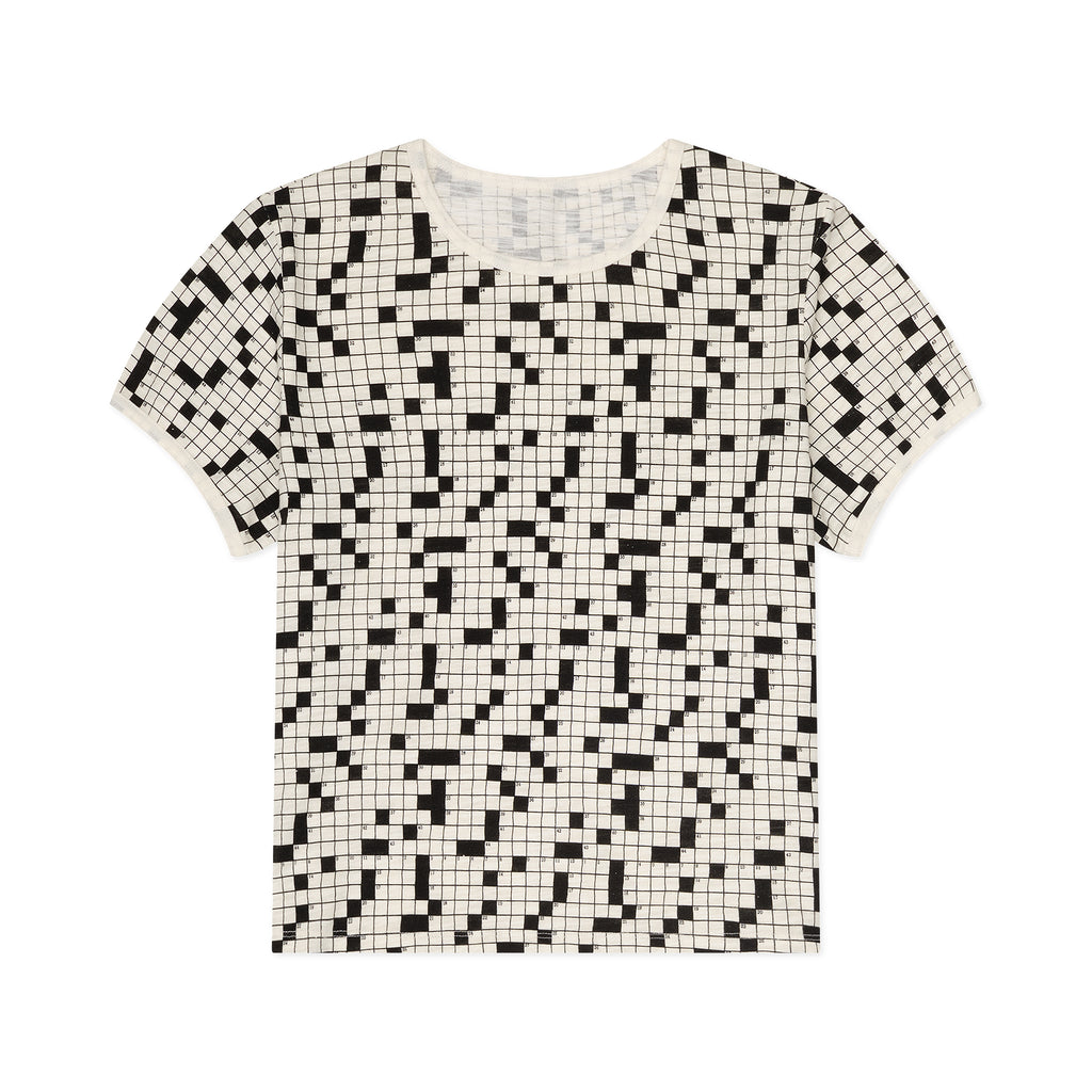  Crossword designed t-shirt on a white background