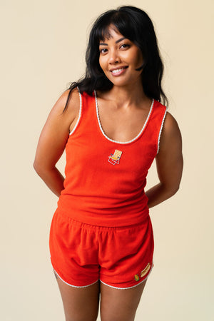 Red Lace-Trim Terry Set & Patch Bundle