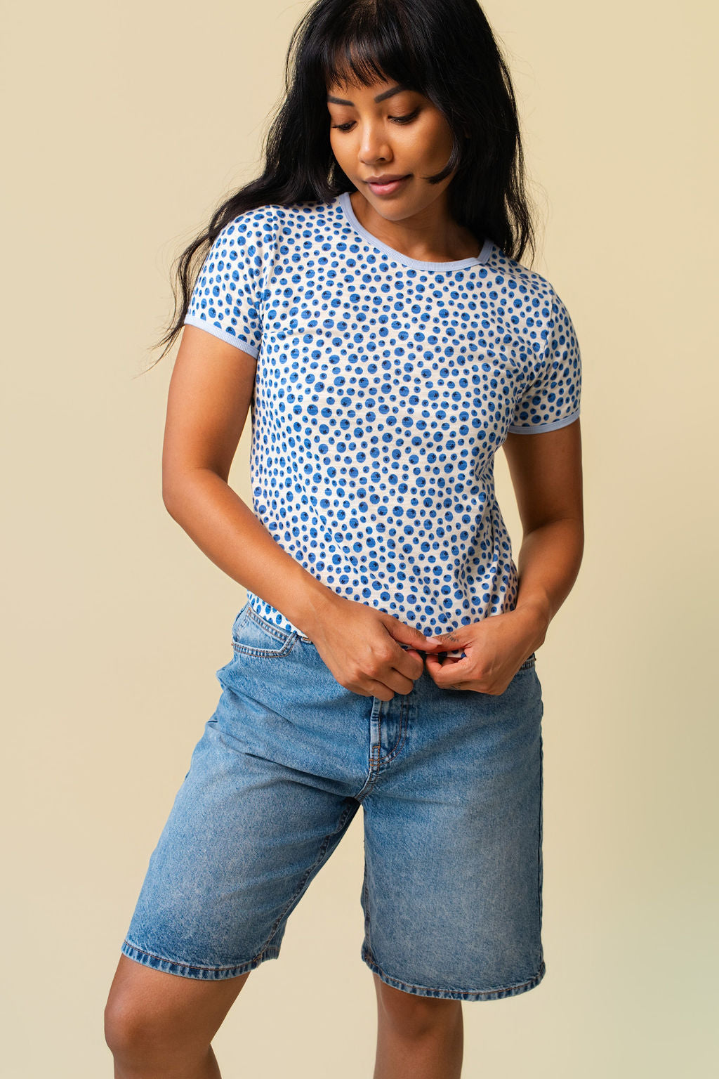 Blueberry Tee – All-Over Blueberry Print Cotton T-Shirt – Inner