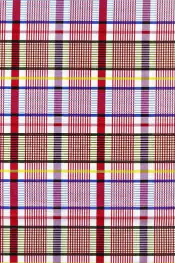 Multicolored plaid pattern with red, yellow, blue, and purple lines.