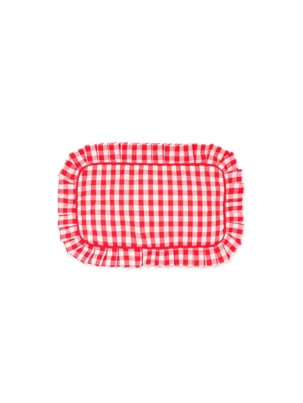 Ruffle Gingham Pouch Red