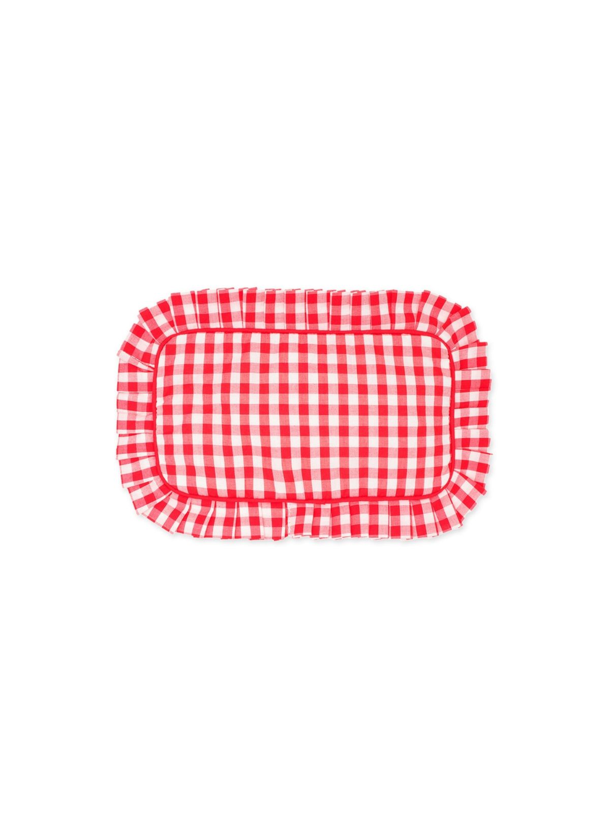 Ruffle Gingham Pouch Red