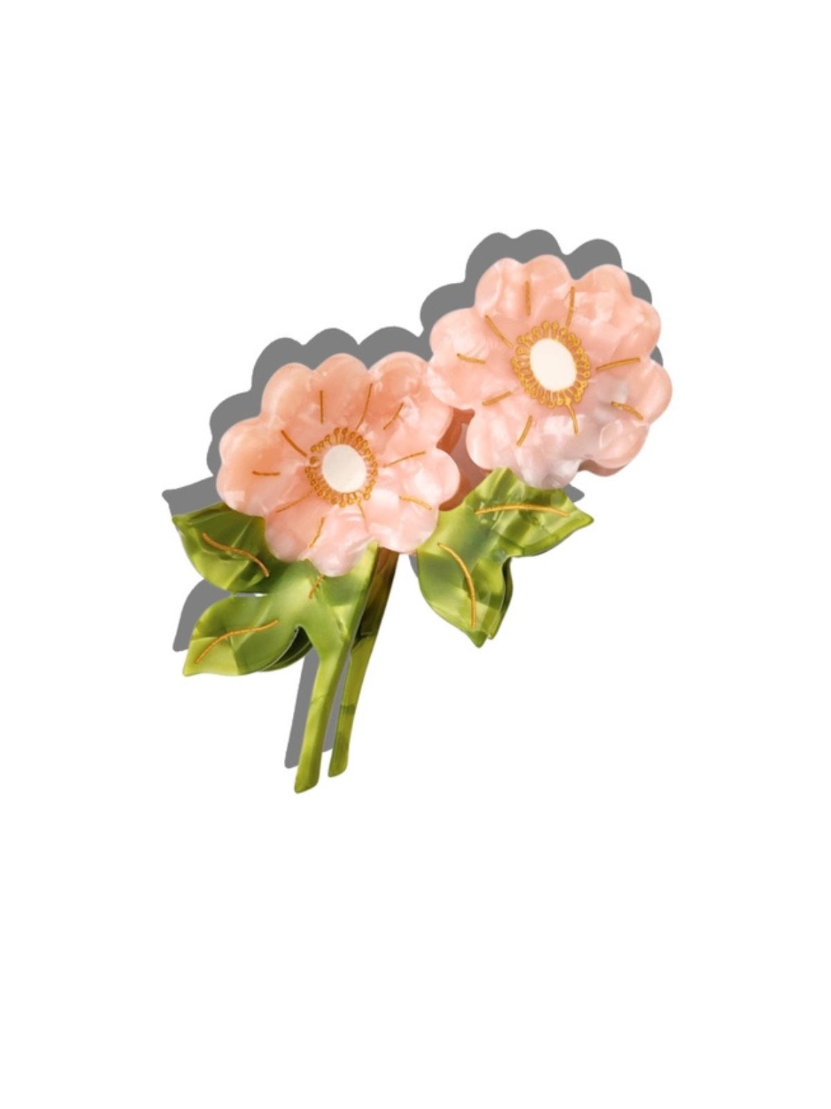 Floral hairpin with pink flowers on a white background