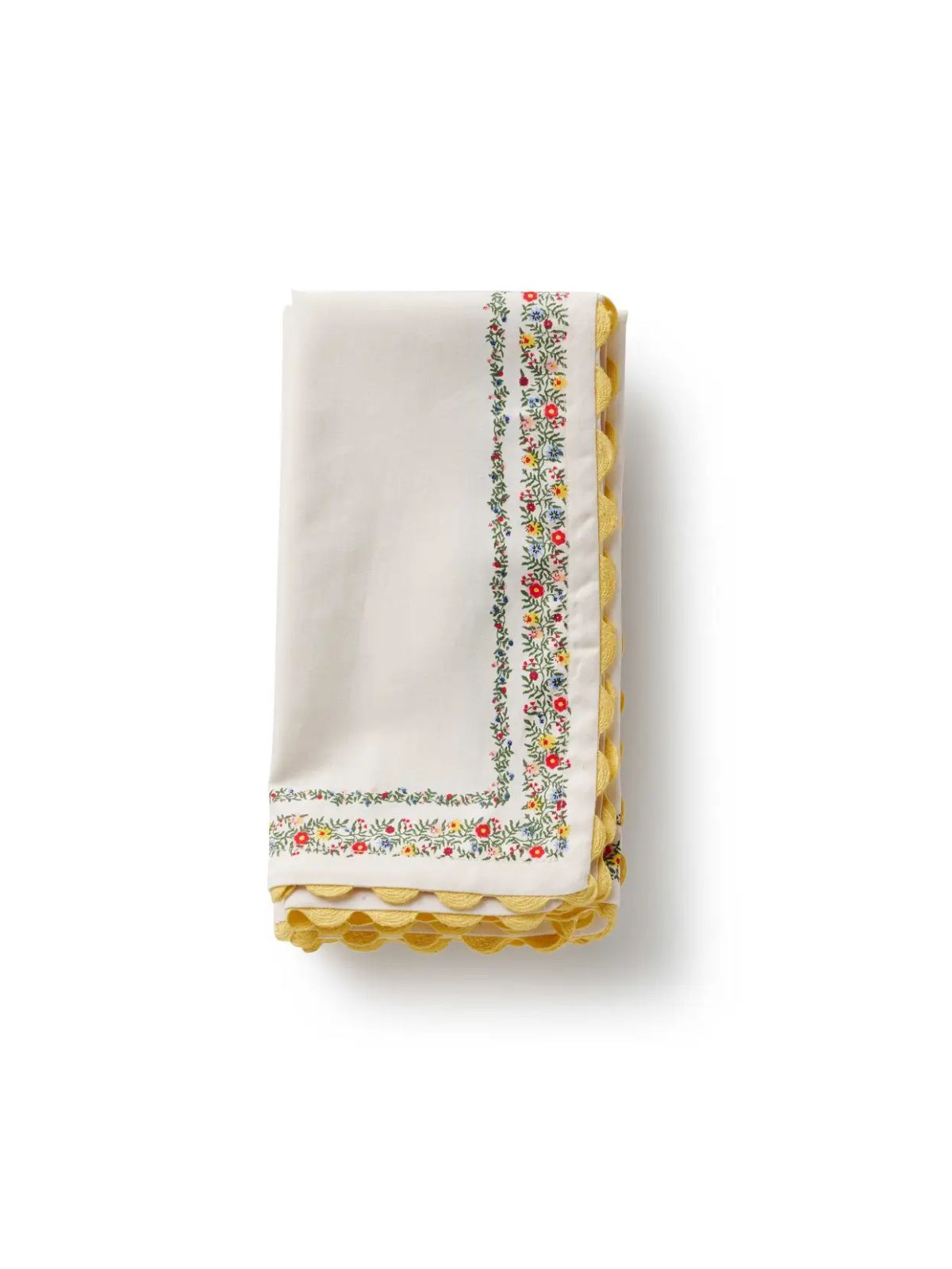 Decorative napkin with floral border on a white background