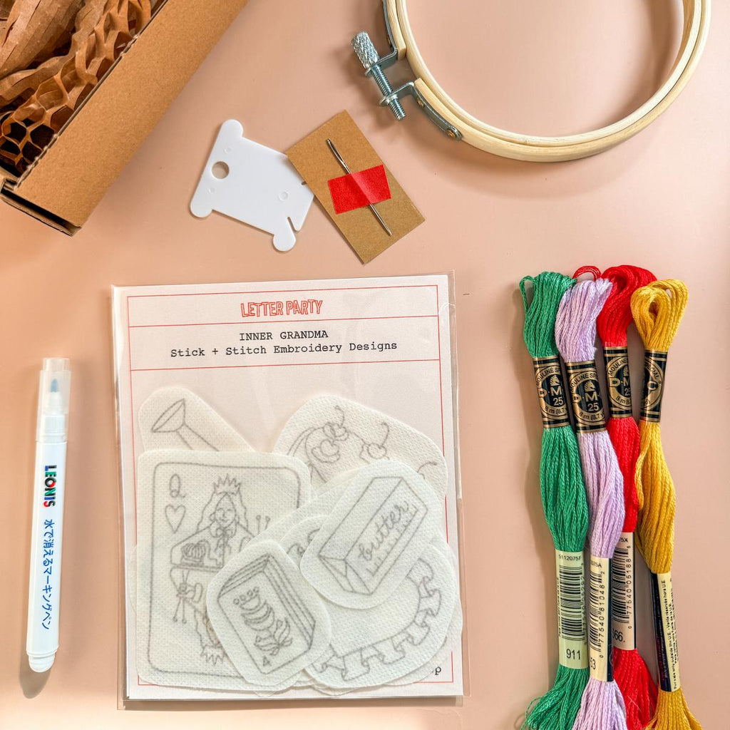 Letter Party Stick and Stitch Embroidery Kit