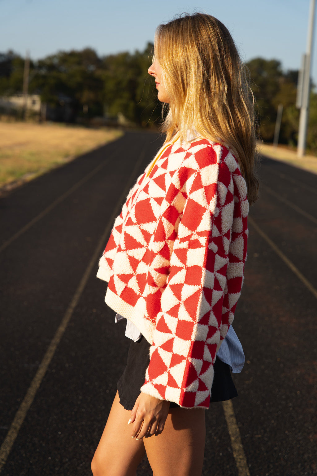 Sunday Quilt Cardigan Red