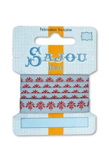 Sajou Woven Ribbon Red-Sky Blue - Comptoir Motif 05