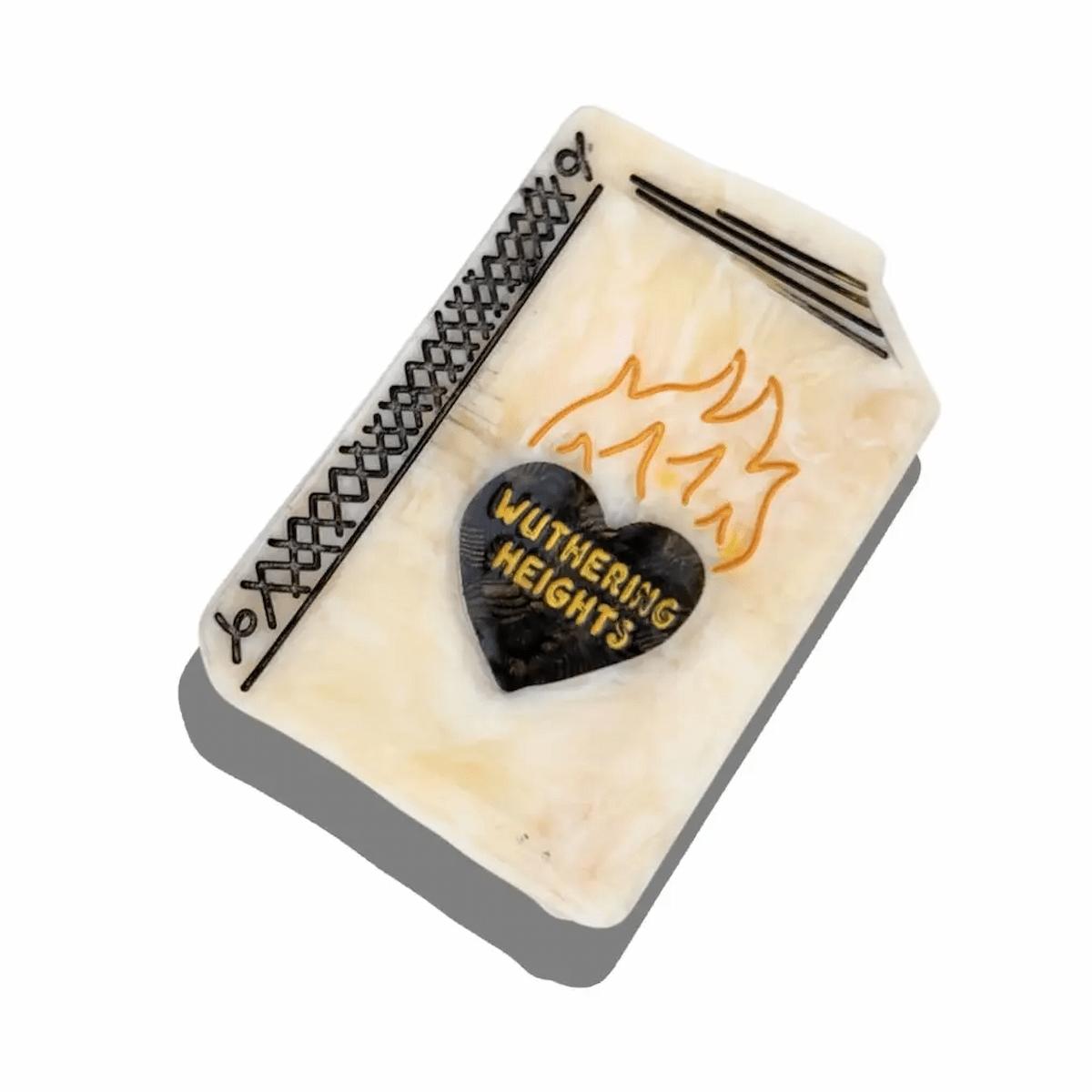 Soap bar with 'Wuthering Heights' text and design on a white background